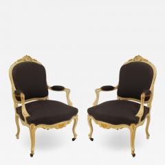 Set of 4 French Louis XV Purple Arm Chairs - 1407909