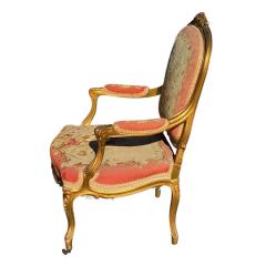 Set of 4 French Louis XV Style Giltwood Aubusson Tapestry Fauteuil Arm Chairs - 4423913