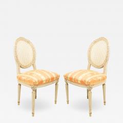 Set of 4 French Louis XVI Damask Side Chairs - 1421179