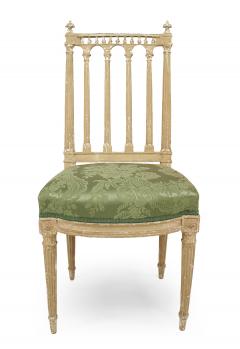 Set of 4 French Louis XVI Green Damask Side Chairs - 1419624