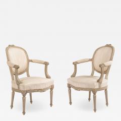 Set of 4 French Louis XVI Moire Arm Chairs - 1403413