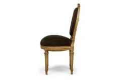 Set of 4 French Louis XVI Style Oval Back Carved Wood Green Velvet Upholstered D - 4653012