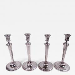 Set of 4 French Restauration Classical Silver Candlesticks - 3991873