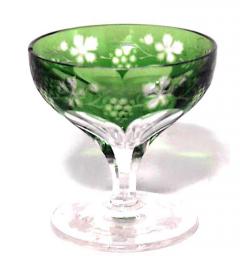 Set of 4 French Victorian Green Liqueur Glasses - 4674991