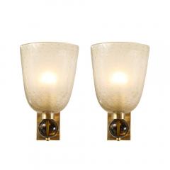Set of 4 Hand Blown Murano Frosted Glass Sconces W Murine Orbital Drop Detail - 4403219