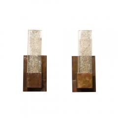 Set of 4 Handblown Murano Sconces in Glass and Antiqued Brass with 24 Karat Gold - 4514300