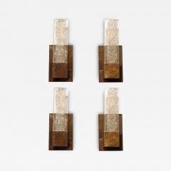 Set of 4 Handblown Murano Sconces in Glass and Antiqued Brass with 24 Karat Gold - 4515309