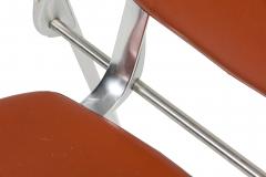 Set of 4 Indecasa Spanish Mid Century Rust Leather and Chrome Arm Chairs - 4657867