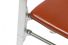 Set of 4 Indecasa Spanish Mid Century Rust Leather and Chrome Arm Chairs - 4657869