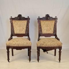 Set of 4 Intricately Carved Eastlake Movement Victorian Dining or Game Chairs - 4115599