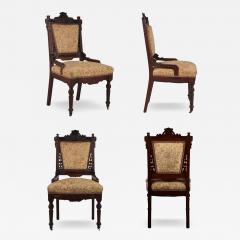 Set of 4 Intricately Carved Eastlake Movement Victorian Dining or Game Chairs - 4116651