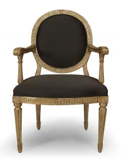 Set of 4 Italian Neo Classic Silver Gilt Arm Chairs - 1399745