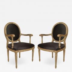 Set of 4 Italian Neo Classic Silver Gilt Arm Chairs - 1403379