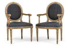 Set of 4 Italian Neo Classic Silver Gilt Arm Chairs - 4628569