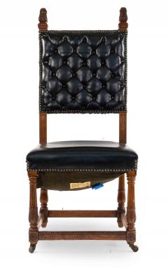 Set of 4 Italian Renaissance Black Leather Side Chairs - 1419646