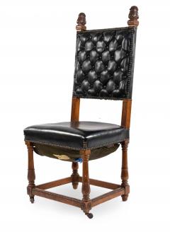 Set of 4 Italian Renaissance Black Leather Side Chairs - 1419647