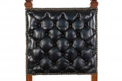 Set of 4 Italian Renaissance Black Leather Side Chairs - 1419650