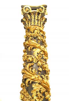 Set of 4 Italian Rococo Painted Carved Columns - 2801748