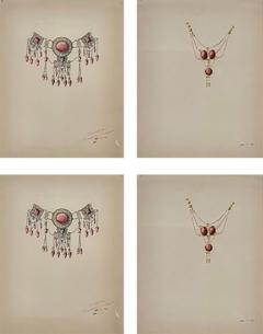 Set of 4 Jewelry and Architecture Watercolors in Lucite Frames - 4818137