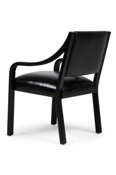 Set of 4 Karl Springer Ltd American Mid Century Black Leather Armchairs - 4172573