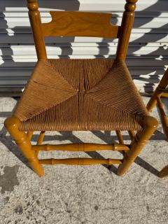 Set of 4 Ladderback Rush Bottom seat Dining Chairs - 4386464