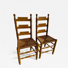 Set of 4 Ladderback Rush Bottom seat Dining Chairs - 4386565
