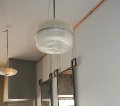 Set of 4 Large Molded Glass Industrial Hanging Lights - 873935