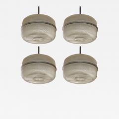 Set of 4 Large Molded Glass Industrial Hanging Lights - 874361