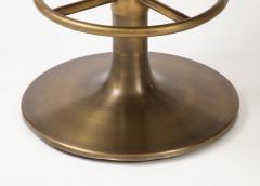 Set of 4 Leather Brass Bar Stools - 3386520
