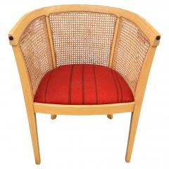 Set of 4 Maple Barrel Back Cane and Upholstered Seat Chairs - 4519211