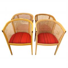 Set of 4 Maple Barrel Back Cane and Upholstered Seat Chairs - 4521948