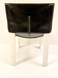 Set of 4 Mid Century Black White Wooden Leather Chairs - 2577031