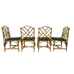Set of 4 Mid Century Hollywood Regency Bamboo Chairs - 3378853