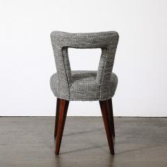 Set of 4 Mid Century Open Back Upholstered Dining Chairs w Splayed Tapered Legs - 4265784