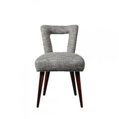 Set of 4 Mid Century Open Back Upholstered Dining Chairs w Splayed Tapered Legs - 4265792