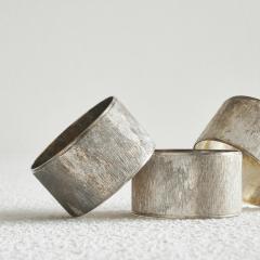 Set of 4 Midcentury Napkin Rings in Patinated Silver - 4609002