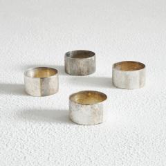 Set of 4 Midcentury Napkin Rings in Patinated Silver - 4609024