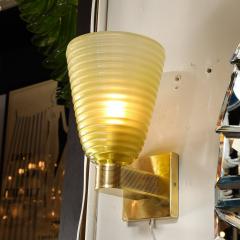 Set of 4 Modern Hand Blown Smoked Peridot Hive Form Murano Glass Brass Sconces - 4403226