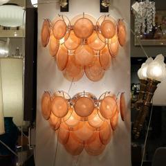 Set of 4 Modernist 14 Disc Sconces in Hand Blown Murano Smoked Apricot Glass - 4438286