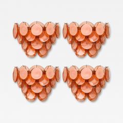 Set of 4 Modernist 14 Disc Sconces in Hand Blown Murano Smoked Apricot Glass - 4441156