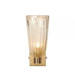 Set of 4 Modernist Hand Blown Murano Fluted Glass Sconces W 24kt Gold Flecks - 4438400