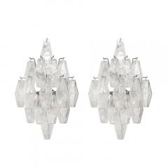 Set of 4 Modernist Hand Blown Murano Glass Diamond Form Polyhedral Sconces - 4438235