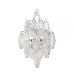 Set of 4 Modernist Hand Blown Murano Glass Diamond Form Polyhedral Sconces - 4438238