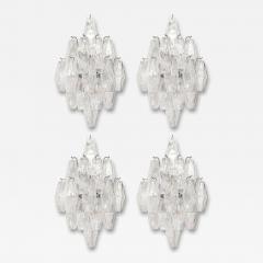 Set of 4 Modernist Hand Blown Murano Glass Diamond Form Polyhedral Sconces - 4441150
