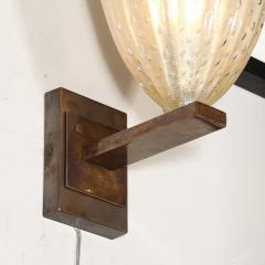 Set of 4 Modernist Hand Blown Murano Glass Sconces in Opalene Glass w 24Kt Gold - 4403185