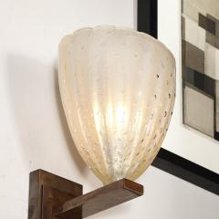 Set of 4 Modernist Hand Blown Murano Glass Sconces in Opalene Glass w 24Kt Gold - 4403186