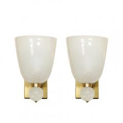 Set of 4 Modernist Hand Blown Murano Sconces w Murines Orbital Finial - 4514303