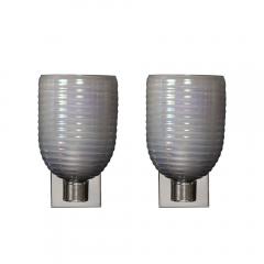 Set of 4 Modernist Hand Blown Smoked Cerulean Hive Murano Glass Nickel Sconces - 4438287