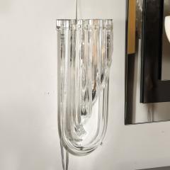 Set of 4 Modernist Hand Blown Translucent Murano Glass Ribbon Sconces - 4438319