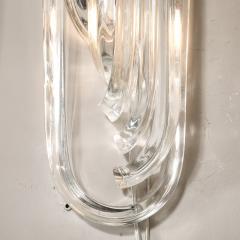 Set of 4 Modernist Hand Blown Translucent Murano Glass Ribbon Sconces - 4438323